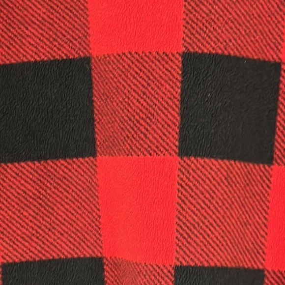 Old Navy red & black plaid pullover with tie at hem, mock turtleneck, L 10/12 - Picture 5 of 7